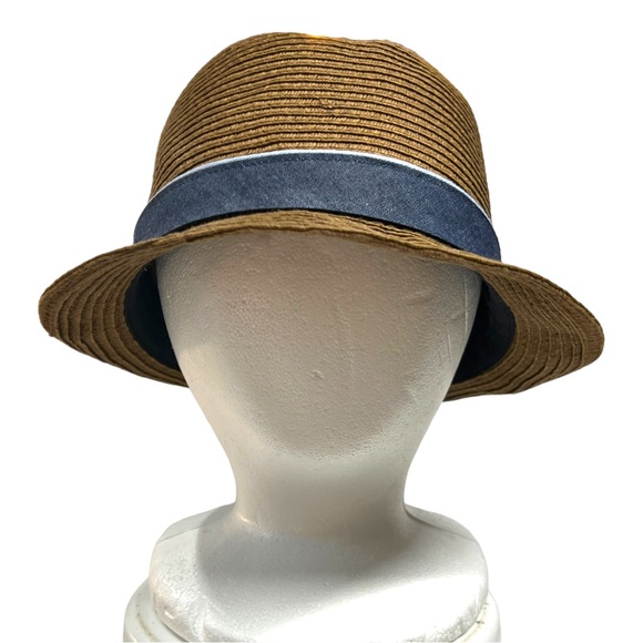 PENUIN BRAND Brown and Denim BLUE BAND with PEQUIN LOGO FEDORA Style L/XL - Picture 3 of 17